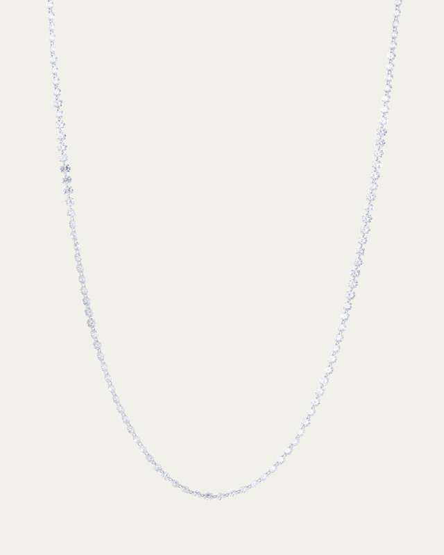 18K White Gold Diamond Pierced Stone Necklace, 15.5"L